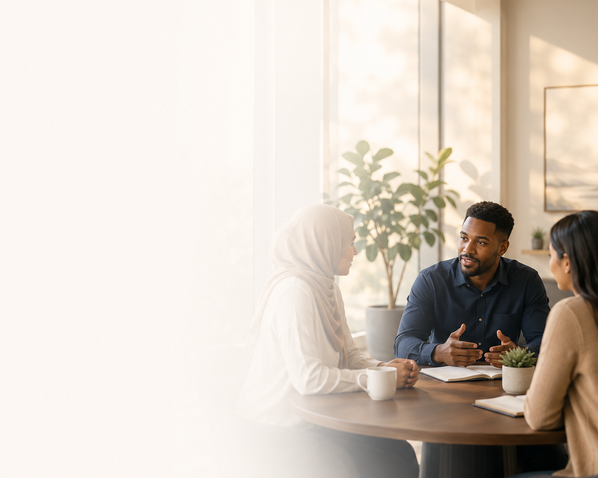 A welcoming professional conversation space